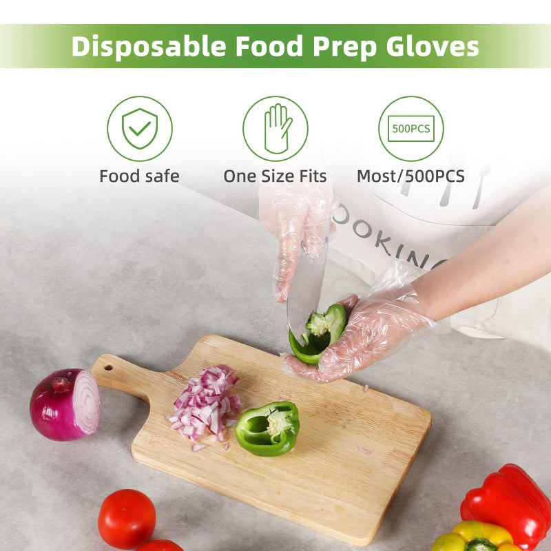 MoloTAR 500 Pieces Plastic Disposable Gloves,Disposable Gloves for Cleaning, [ One Size Fits Most ] - Image 2